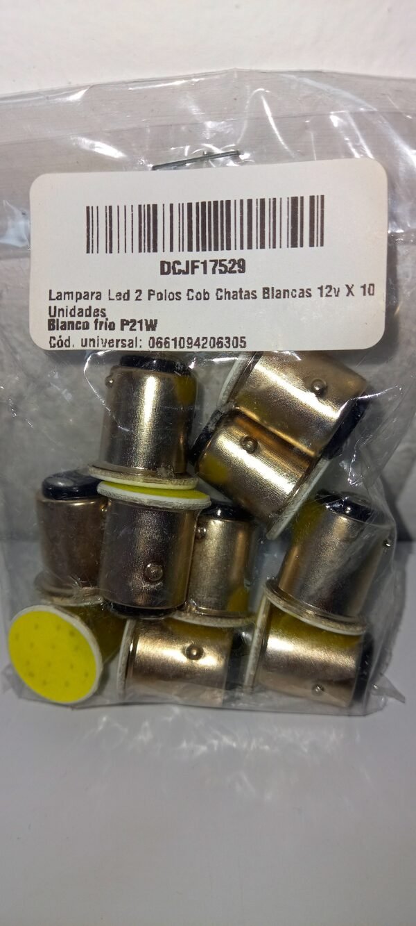 Lampara Led 2 Polos Cob Chatas Blancas 12v X 10 Unidades