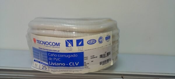 Caño Corrugado Ø19mm (3/4'') X 25mts Tecnocom Pvc Ignífugo